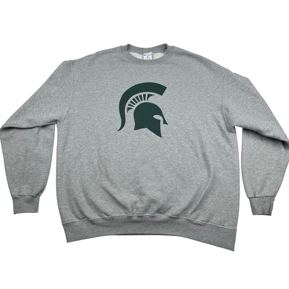 Champion Michigan State Spartans Sweatshirt Mens 2XL Gray MSU Logo Crewneck